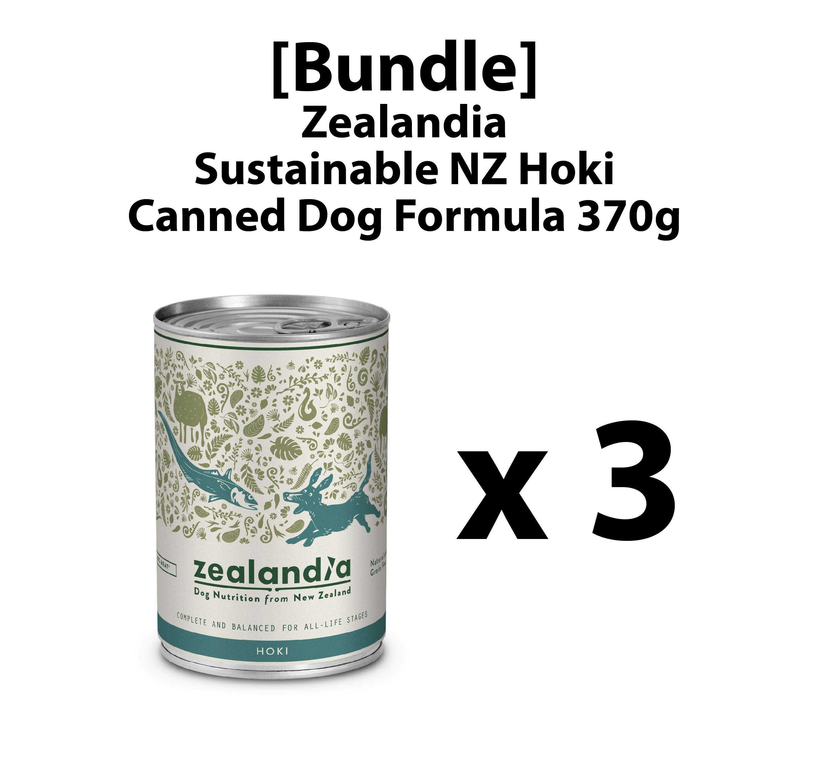 [Bundle] Zealandia Sustainable NZ Hoki Canned Dog Formula 385g x 3